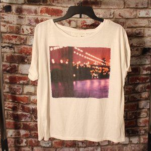 White T-Shirt with Bokeh City Graphic